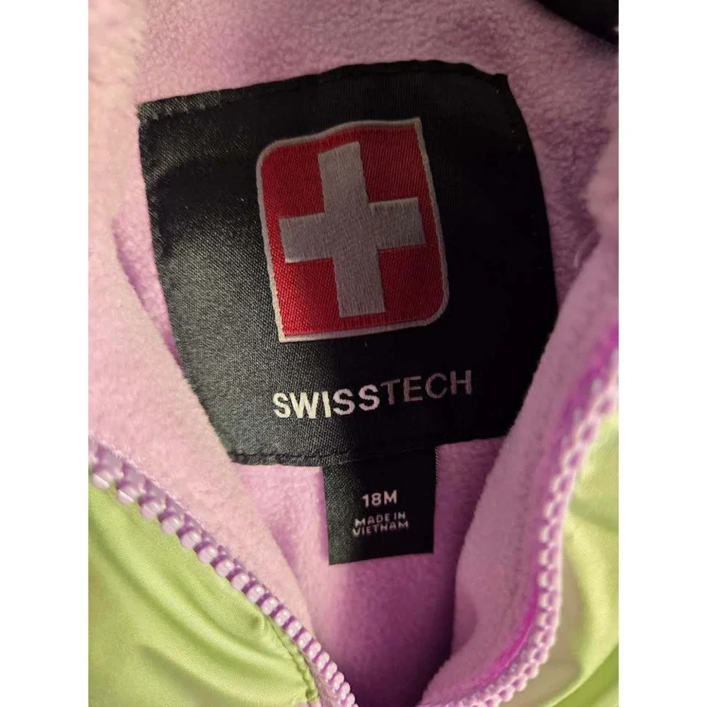 Swiss Tech Girls‎ Colorblock Hooded Puffer Jacket Purple Green 18M NWT